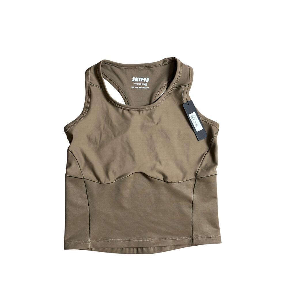 Skims Performance Racerback Crop‎ Tank Women's Oxide Brown Compression XXS NWT